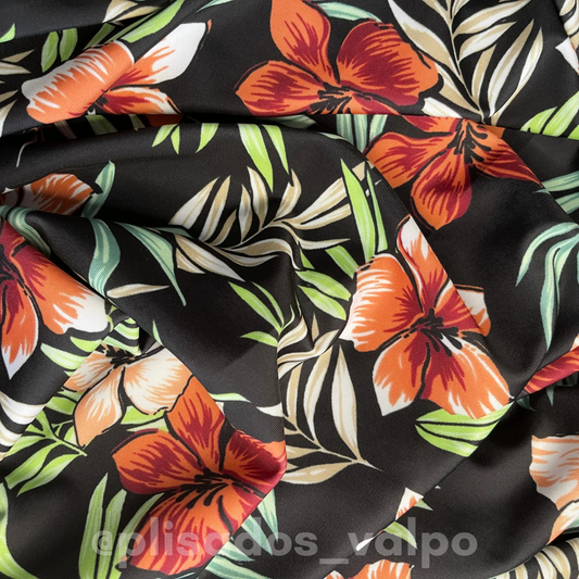 Lycra dupont / floreado canela