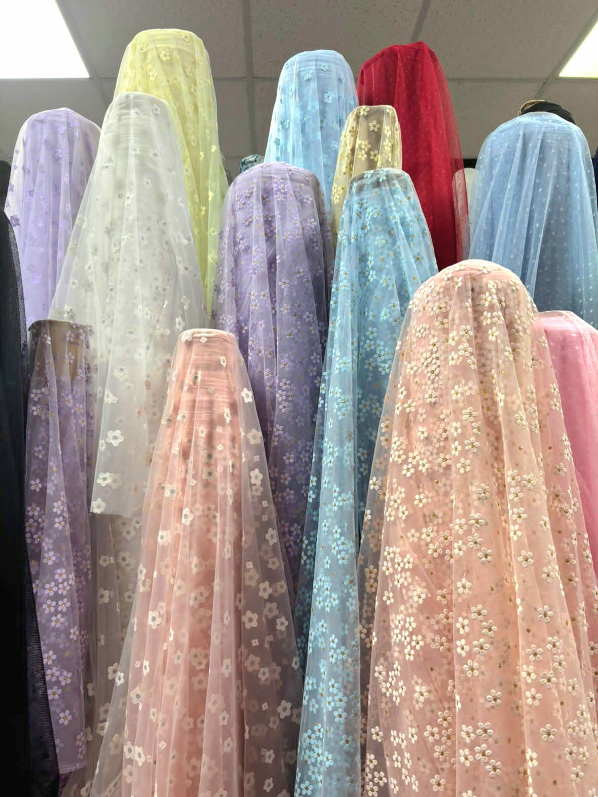 Malla flores dorado / Rosa (50 cm)