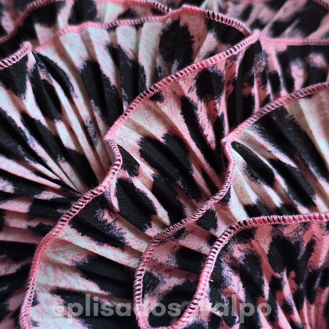 Plisado micro fibra / Animal print rosa
