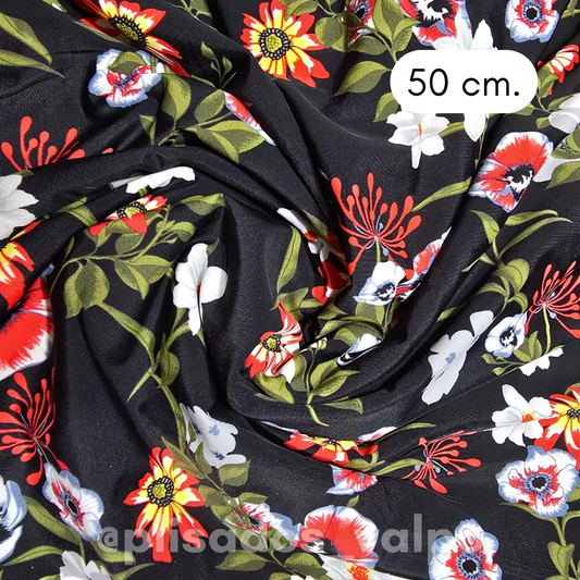 Lycra Dupont / Jardín negro 1/2 mt