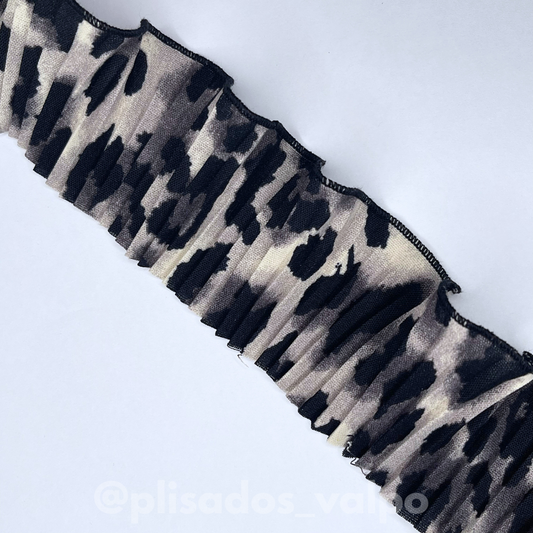 Plisado micro fibra / animal print gris