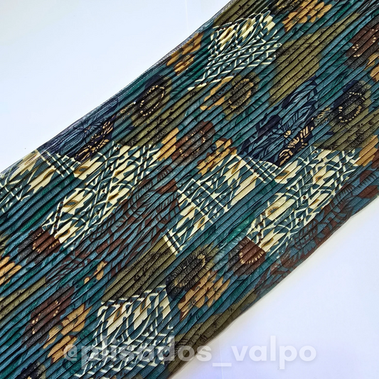 Plisado gasa / Tribal floral petróleo