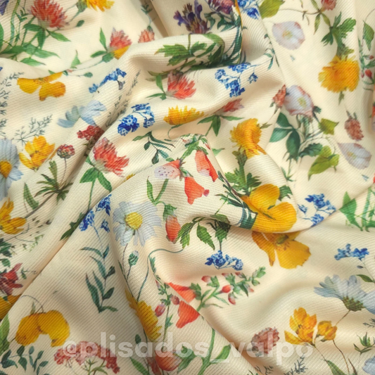 Micro fibra / popurrí floral 1mt