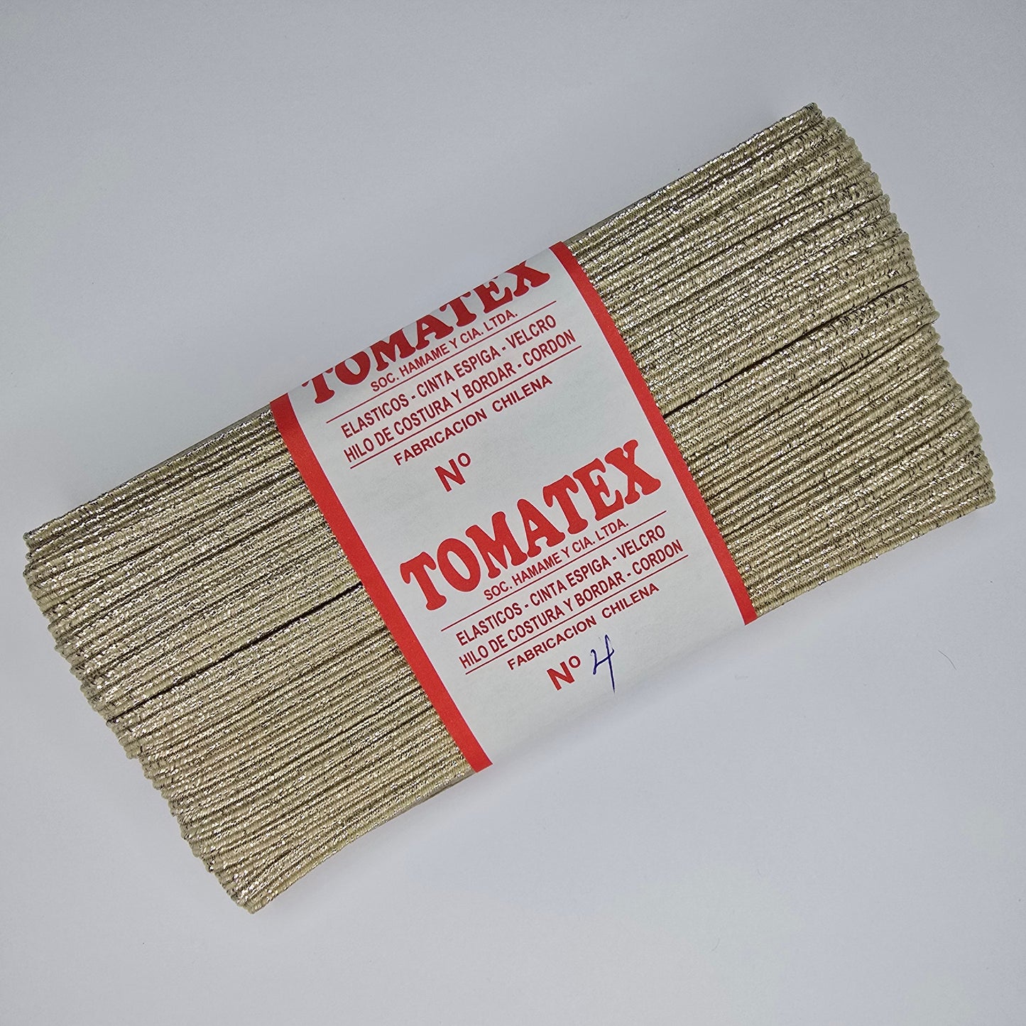Elástico TOMATEX N°4 / beige lurex plateado