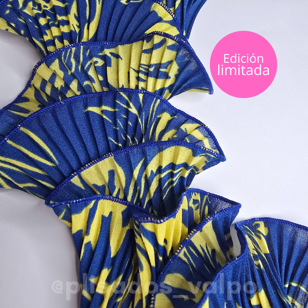 Plisado gasa / botanical azúl