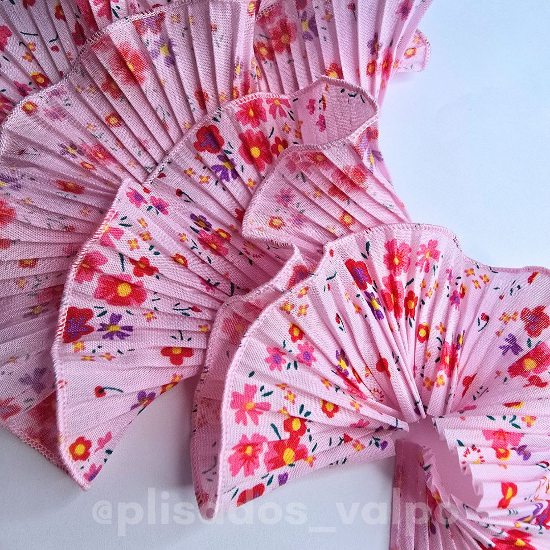 Plisado popelina / jardín rosa