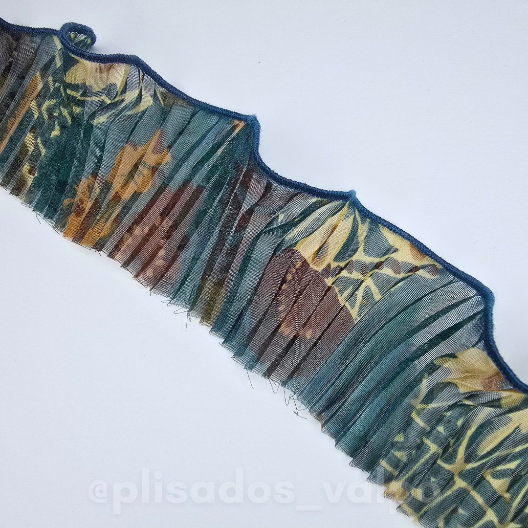 Plisado gasa / Tribal floral petróleo