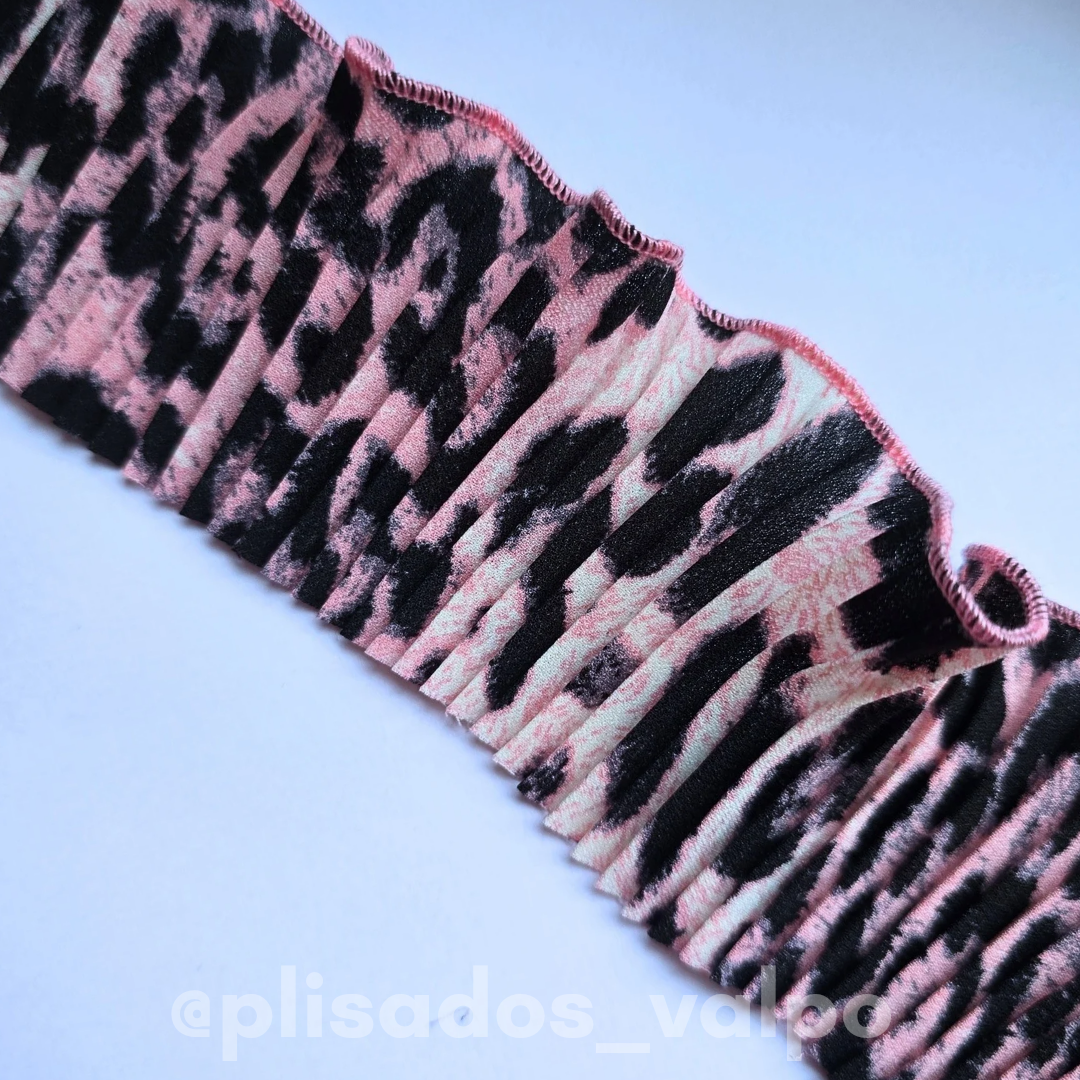 Plisado micro fibra / Animal print rosa