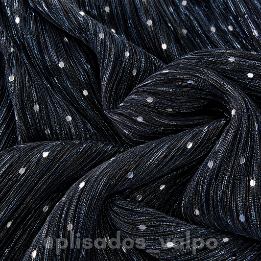 Plisado micro lamé / marino dots foil