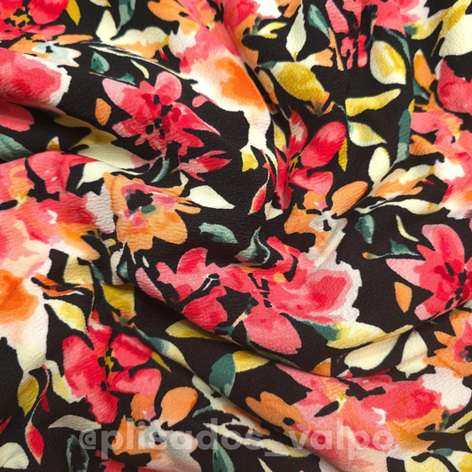 Lycra Sofía / black garden 1mt