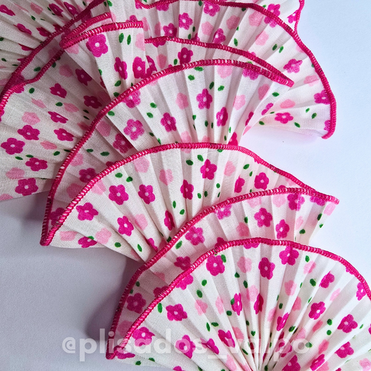 Plisado popelina / Florcitas fucsia