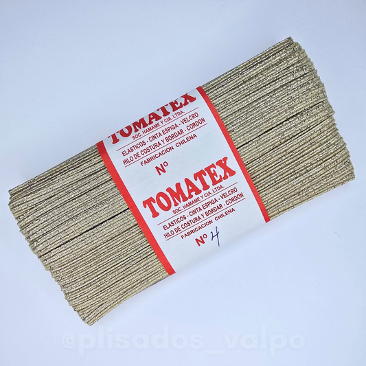 Elástico TOMATEX N°4 / beige lurex plateado