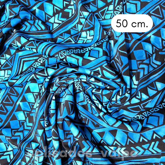 Lycra Dupont / Tribal azúl 1/2 mt