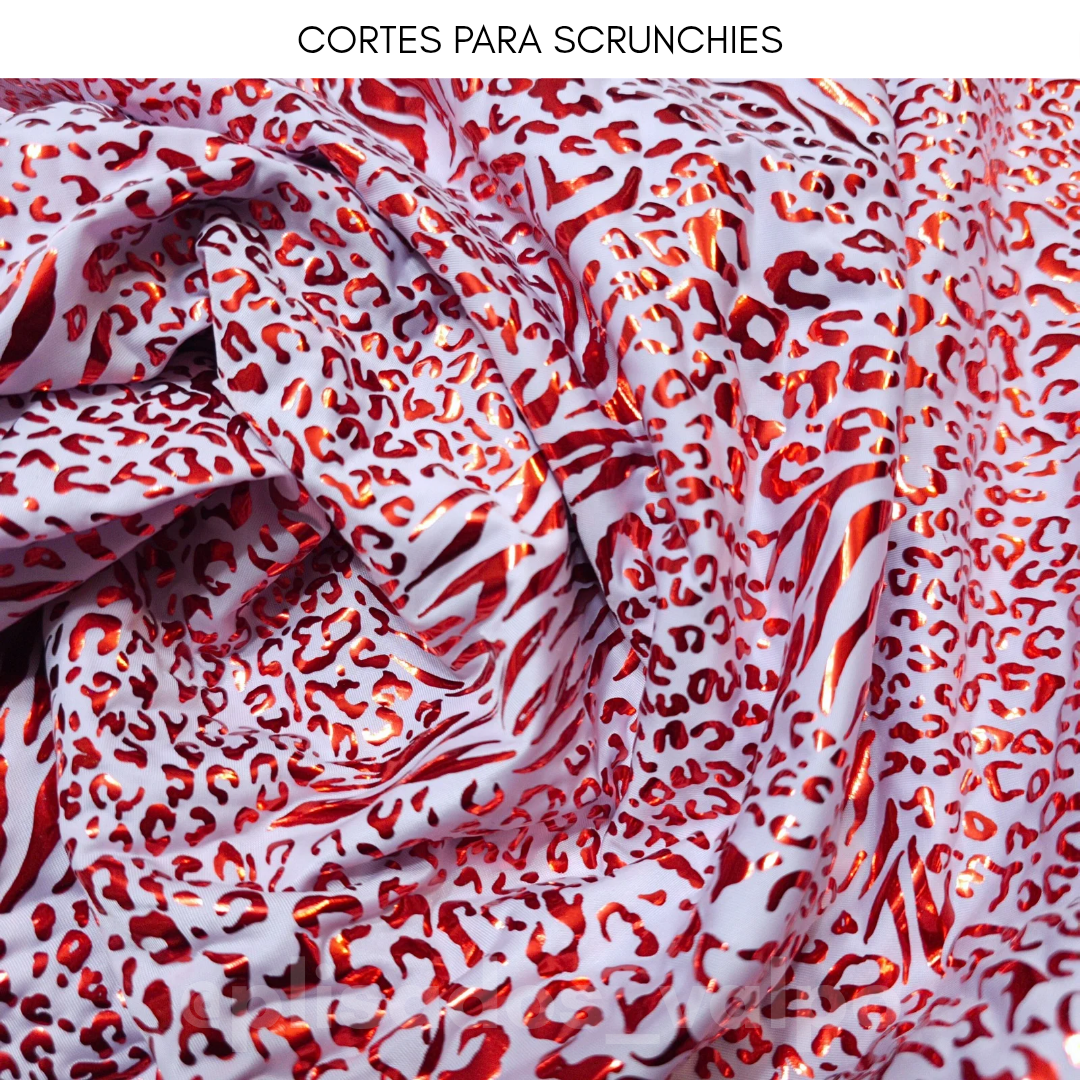 Lycra lamé / animal print rojo