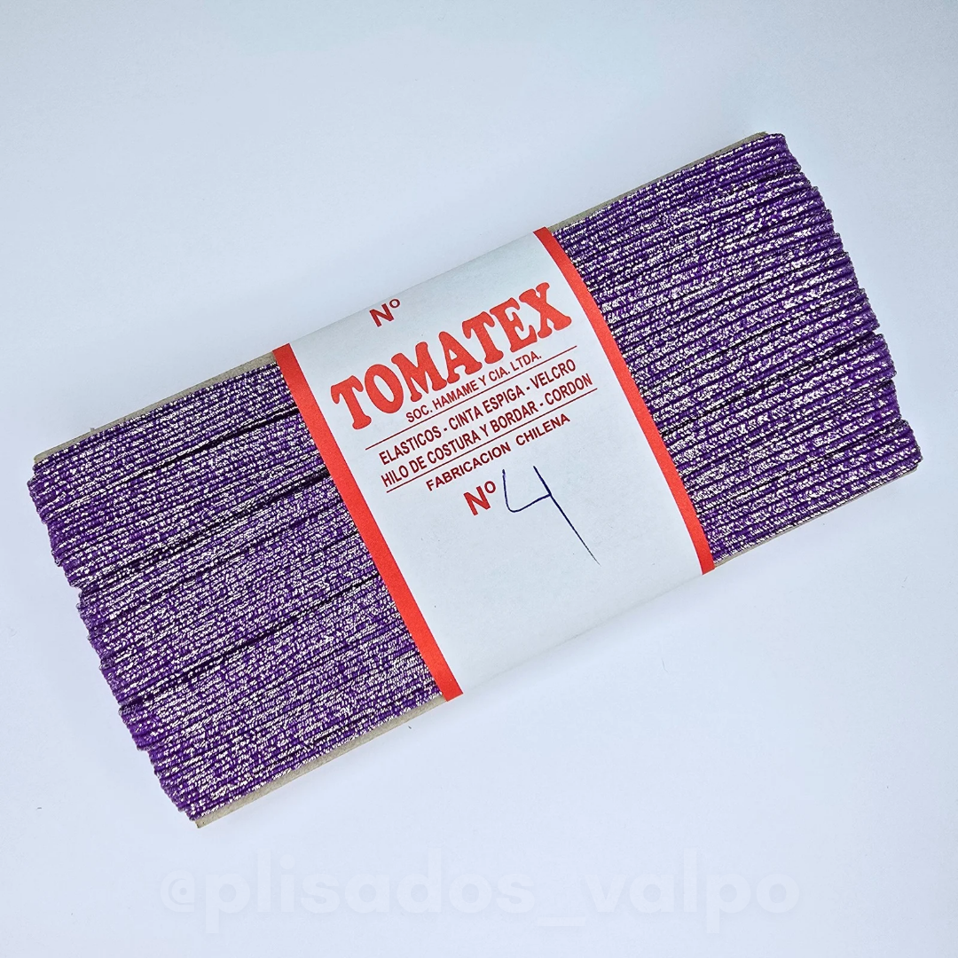 Elástico TOMATEX N°4 / morado lurex plateado
