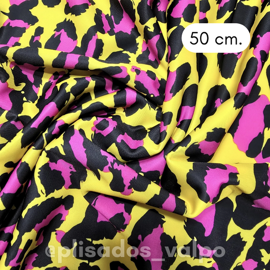 Lycra Dupont / Animal print amarillo 1/2 mt
