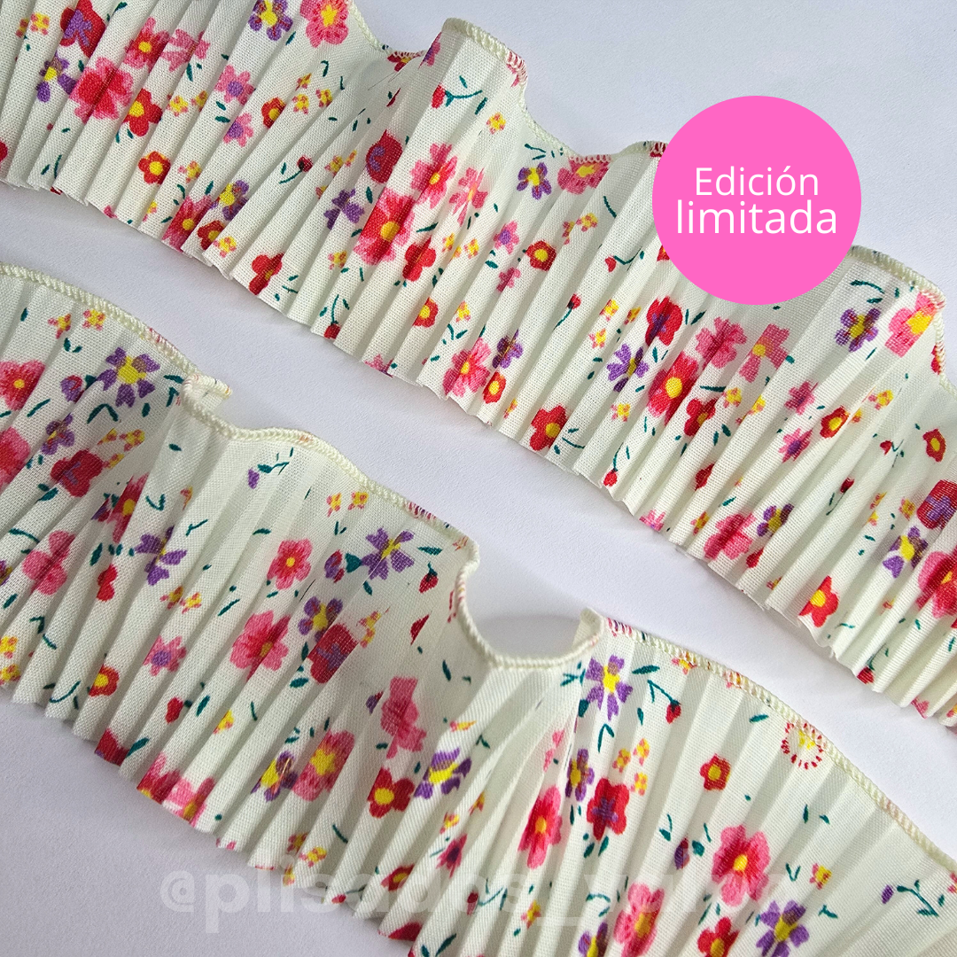 Plisado popelina / jardín crema