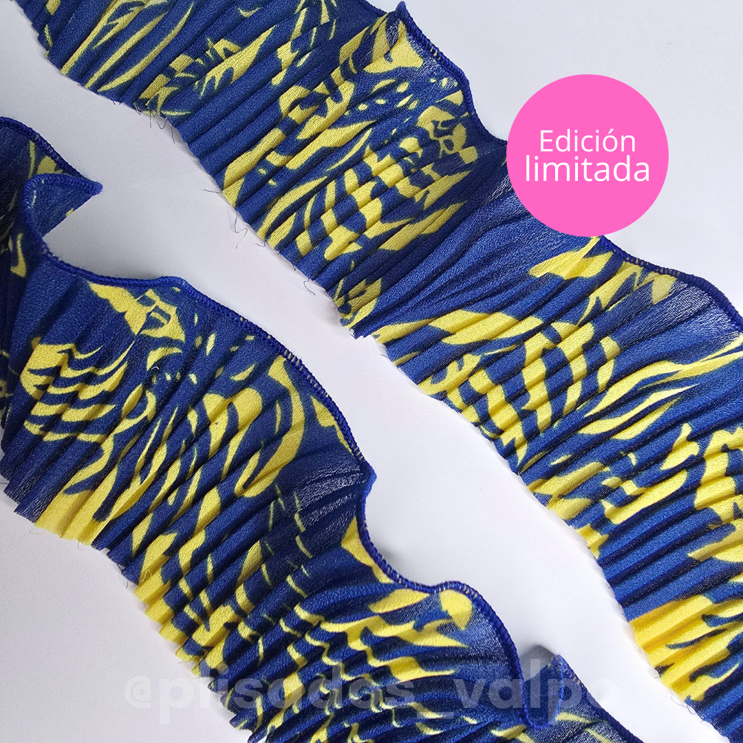 Plisado gasa / botanical azúl