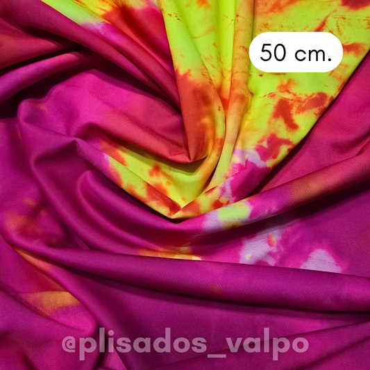 Lycra Dupont / Tie dye fucsia 1/2 mt