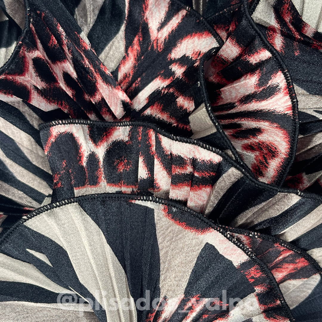 Plisado satín / animal print rojo