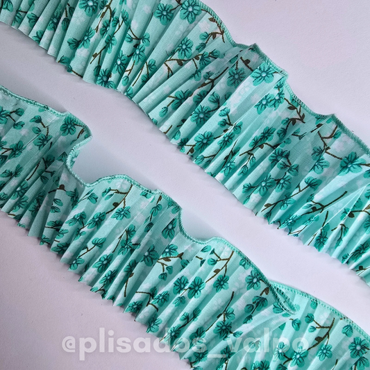 Plisado popelina / Turquesa floral