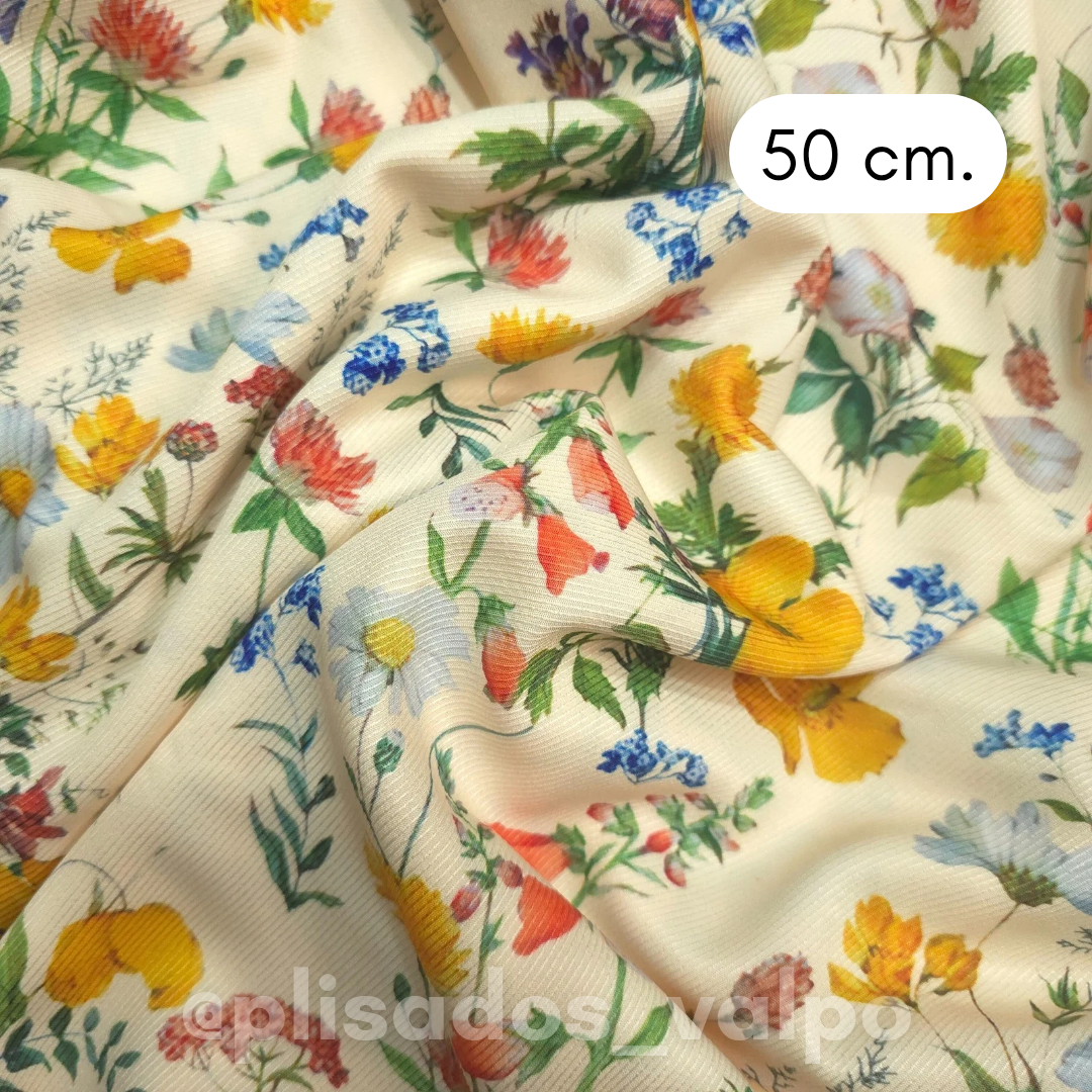 Microfibra / Popurrí floral 1/2 mt