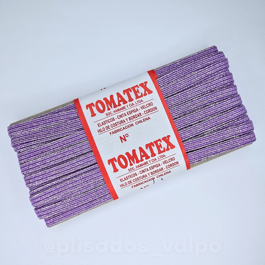 Elástico TOMATEX N°4 / lila lurex plateado