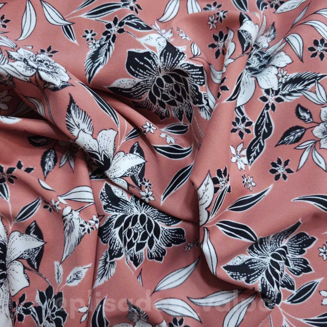 Lycra Dupont / floreado brownish pink 1mt
