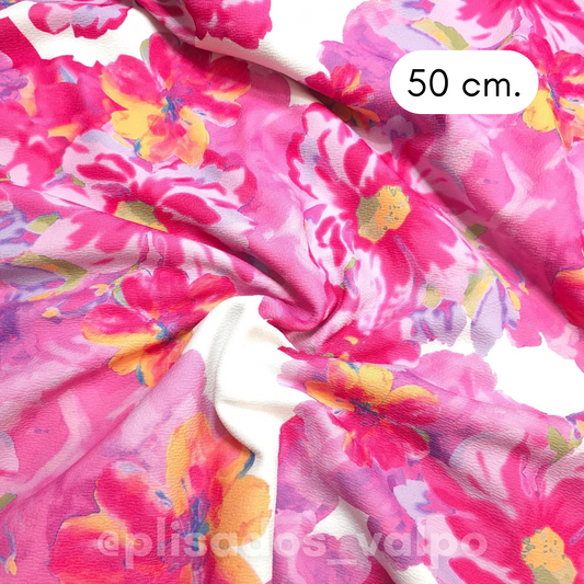 Lycra Sofía /  Acuarela floral 1/2 mt