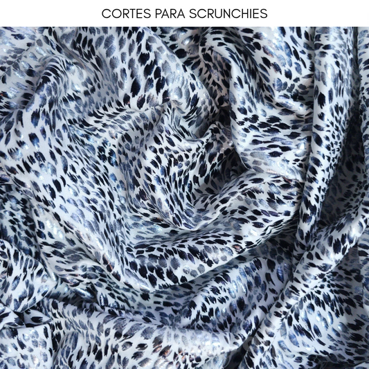 Lycra Lamé / animal print blanco foil