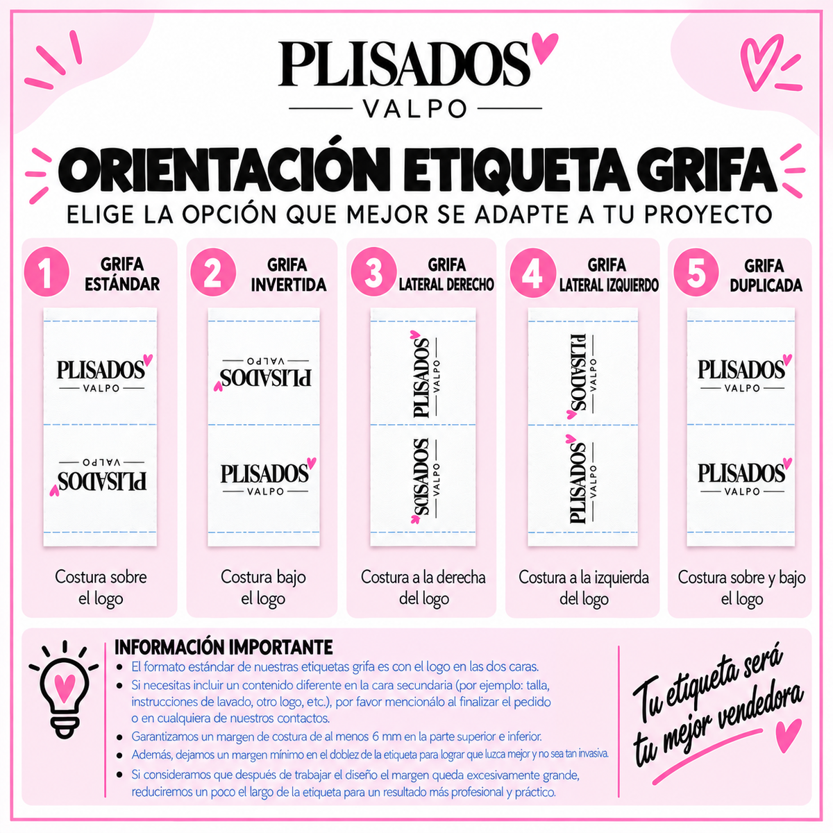 Etiquetas cinta plana / personalizadas 1,2x5 cm 100u.