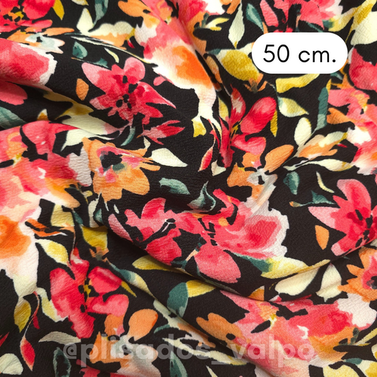 Lycra Sofía /  Black garden 1/2 mt