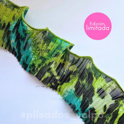 Plisado gasa / Animal print verde