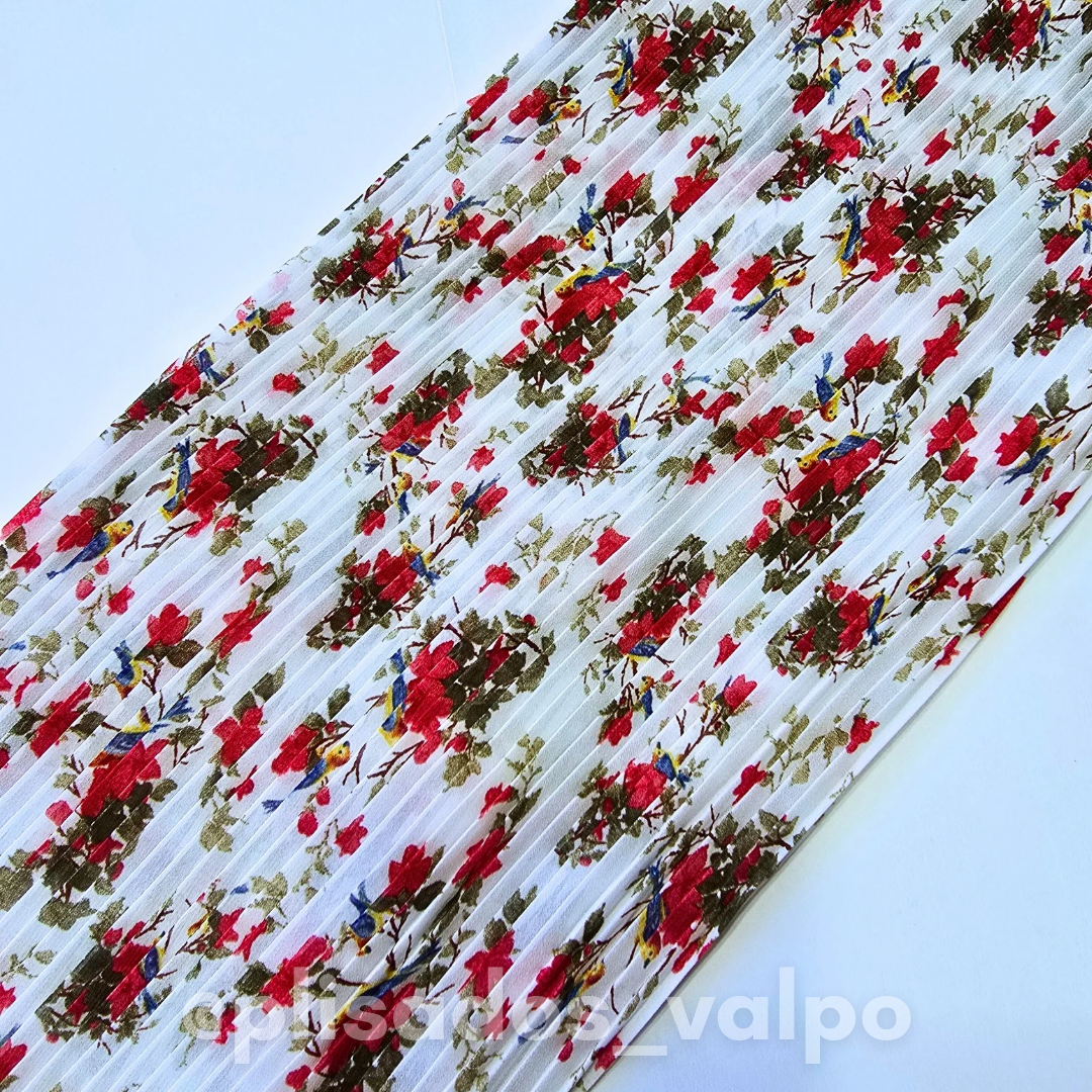 Plisado gasa / Blanco floreado