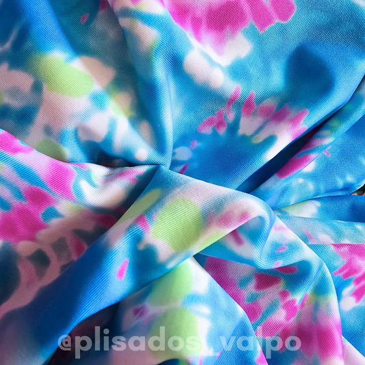 Lycra dupont / tie dye calipso y magenta