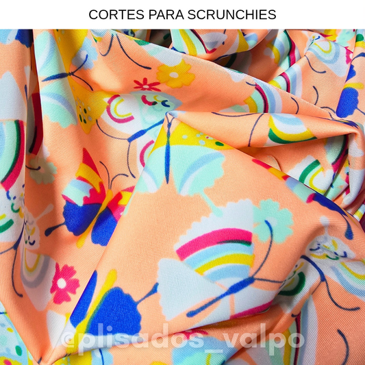 Lycra dupont / mariposas naranjo pastel neón