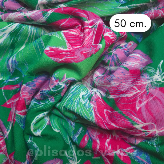 Lycra Sofía /  Botanical pink 1/2 mt