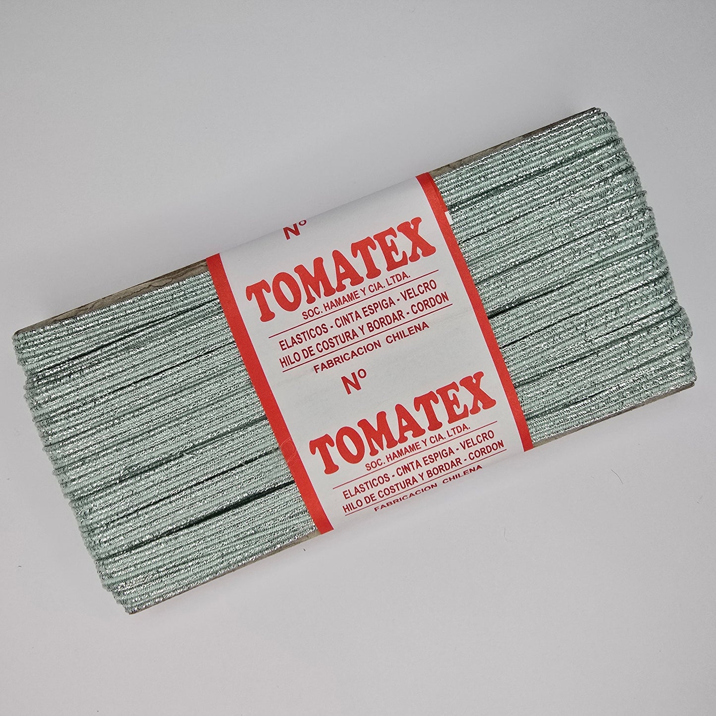 Elástico TOMATEX N°4 / menta lurex plateado