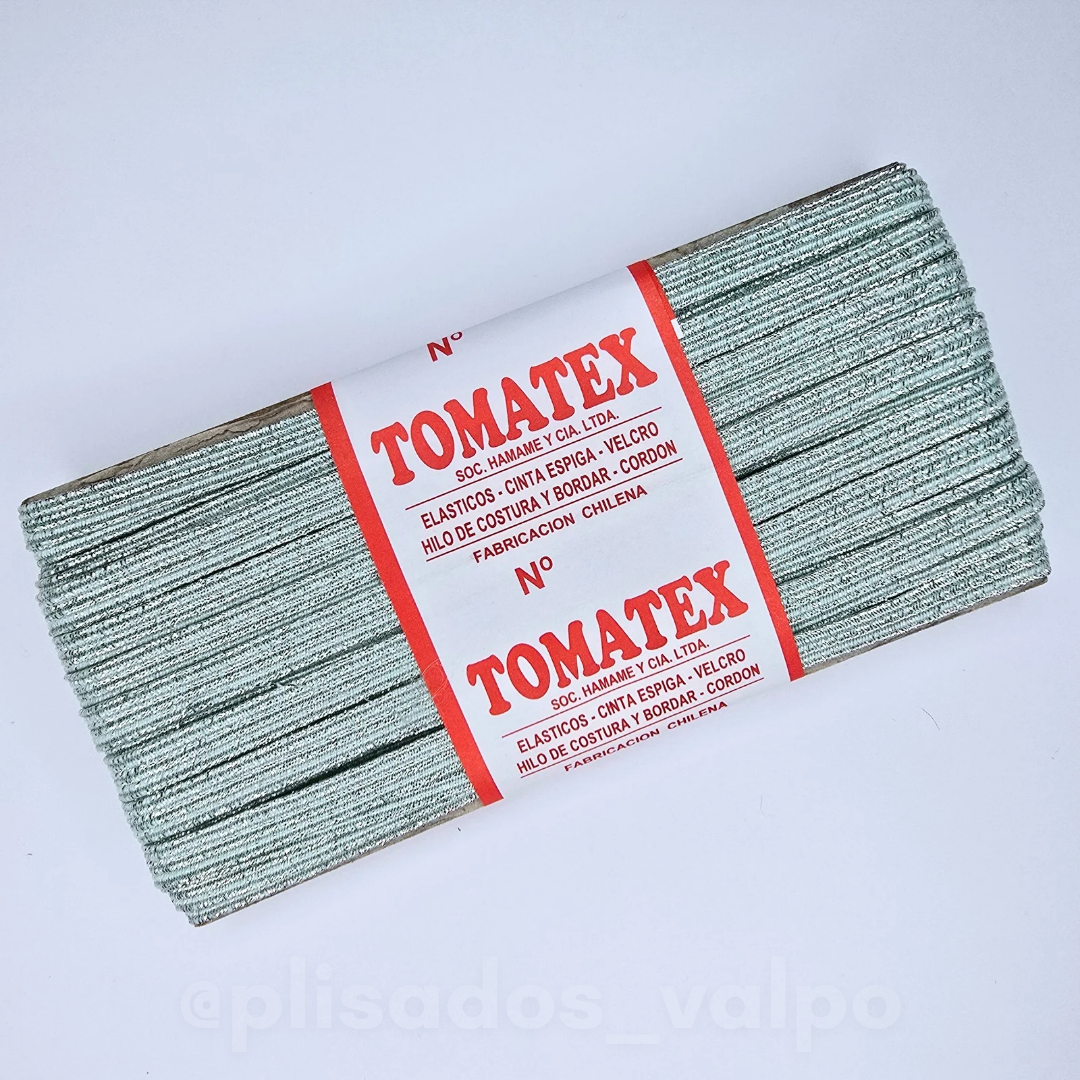 Elástico TOMATEX N°4 / menta lurex plateado
