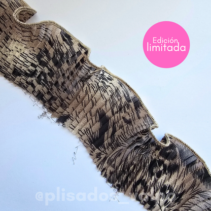 Plisado gasa / Animal print cream coffee