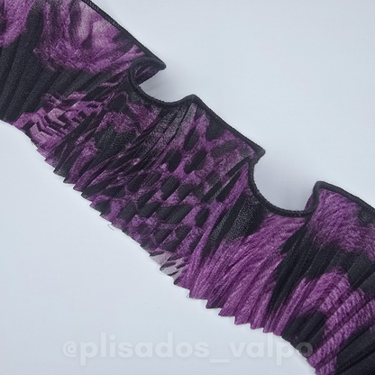 Plisado gasa / Animal print morado