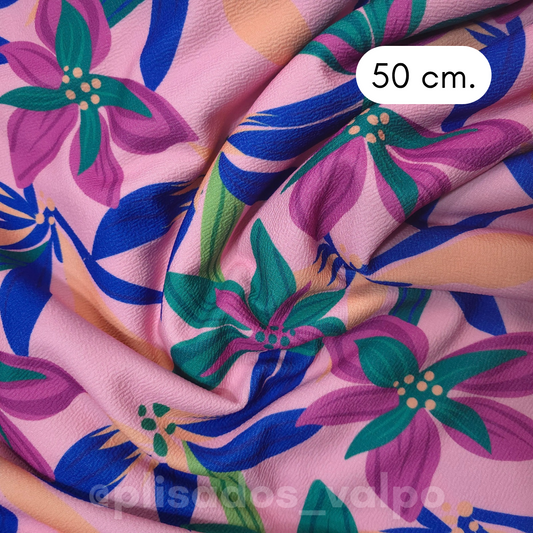 Lycra Sofía /  Malva floral 1/2 mt