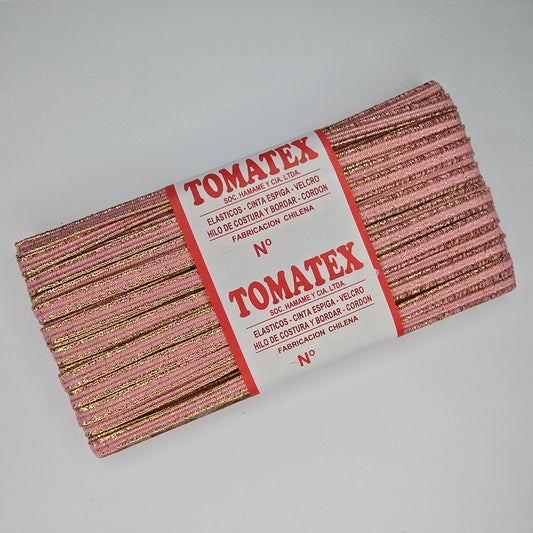 Elástico TOMATEX N°4 / rosado lurex dorado